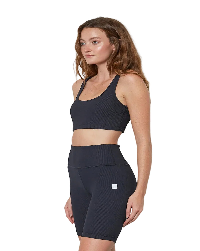 cream yoga Harper Ribbed 8" Biker Shorts