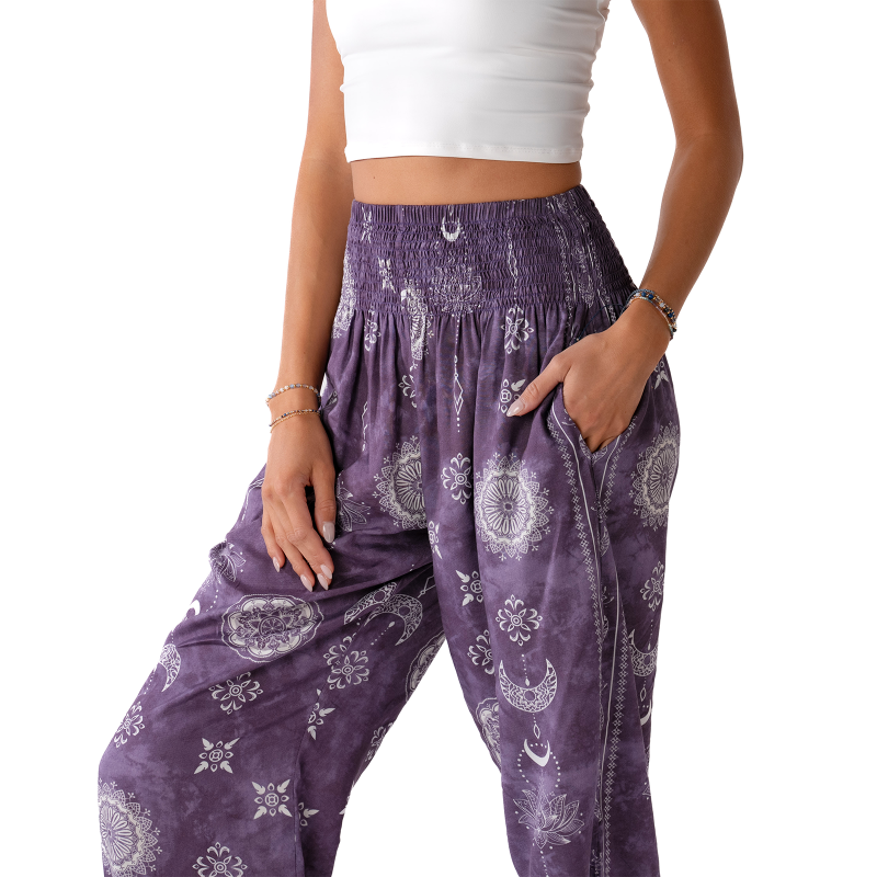 Purple Moisture-wicking Harem Pants - Lotus & Luna