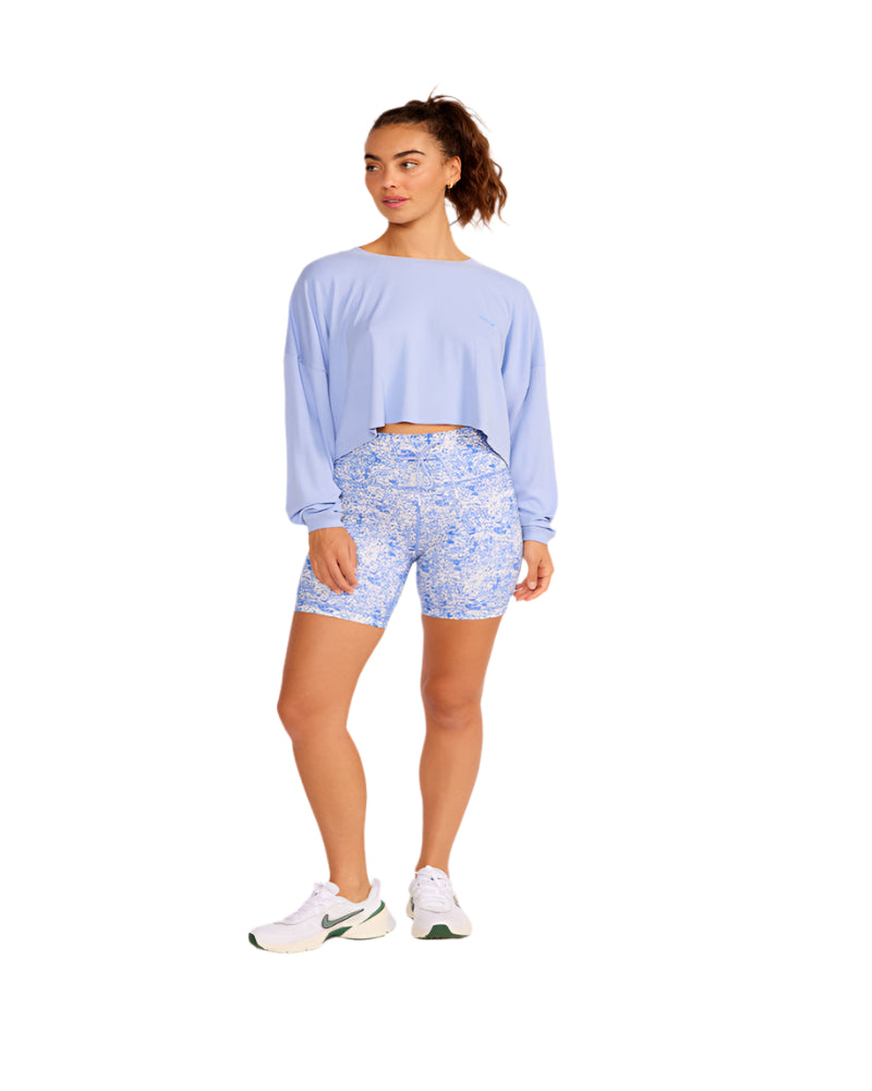 cream yoga May Biker Shorts 5" - Laguna Splash