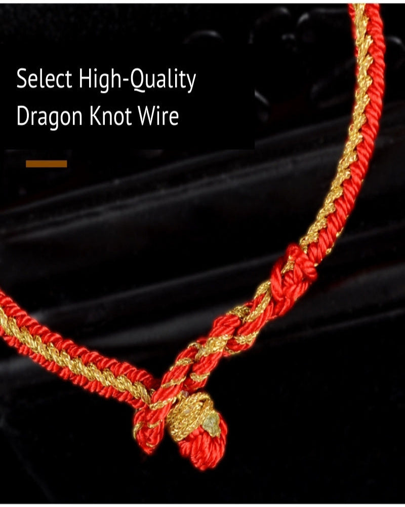 Red and gold dragon knot wire on a black background