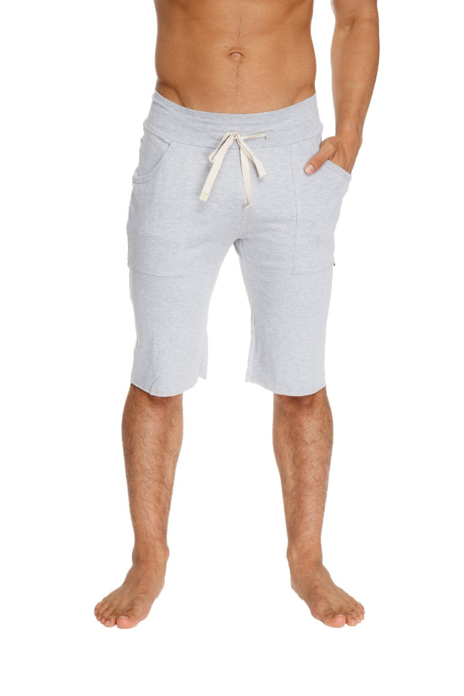 grey long men's yoga shorts