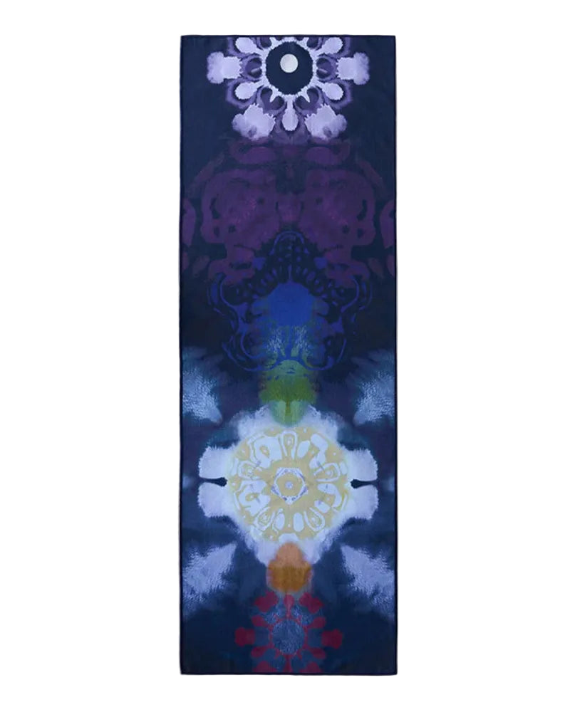 Yoga mat with mandala design on a white background