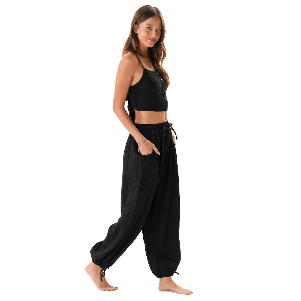 Black Cargo Pants for Yoga and Travel