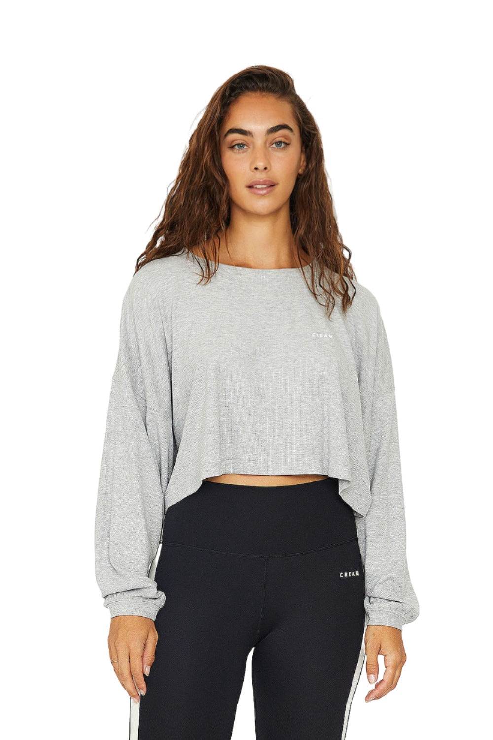 Cream Yoga Alexa long sleeve Top - Heather Gray