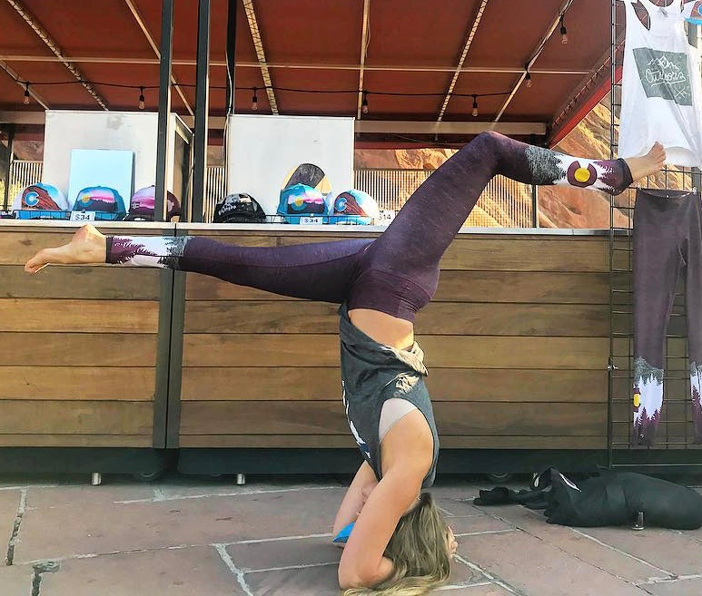 red yoga pants