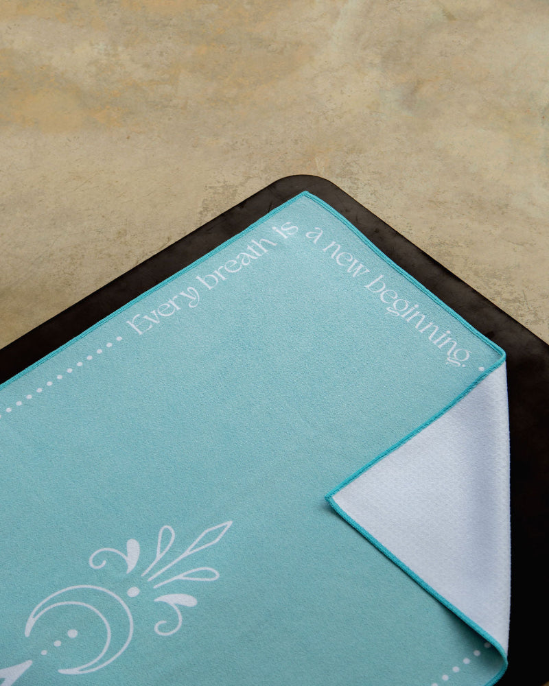 Turquoise yoga mat towel for hot yoga