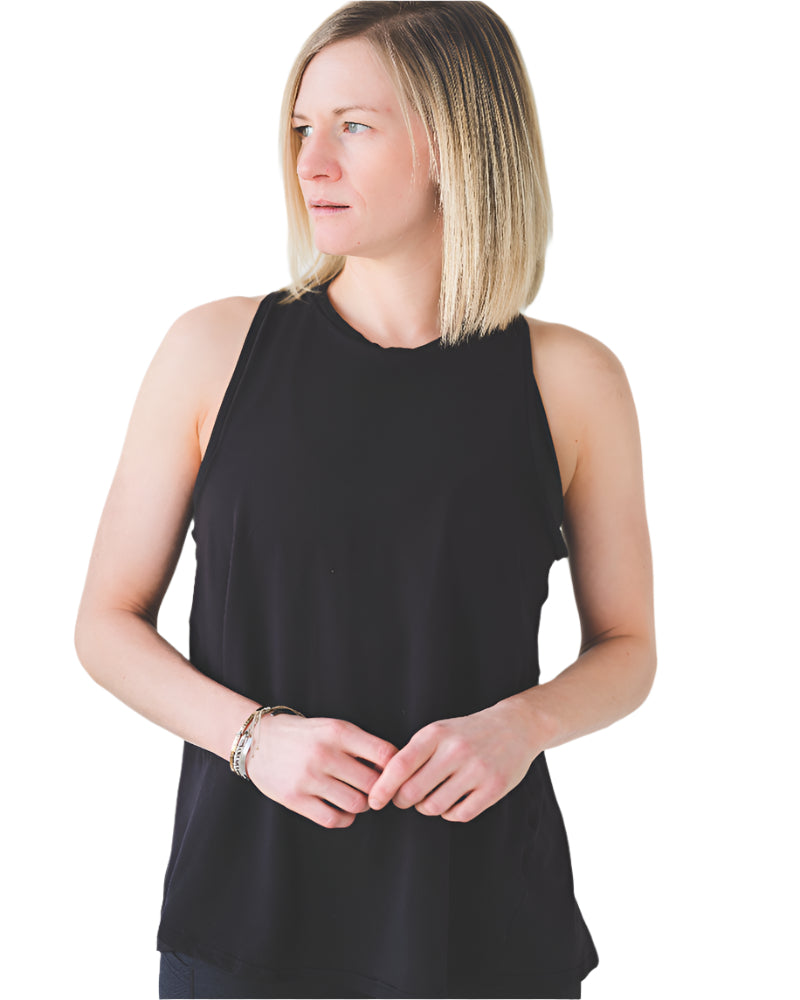 colorado threads Black Split-Back Yoga Tank