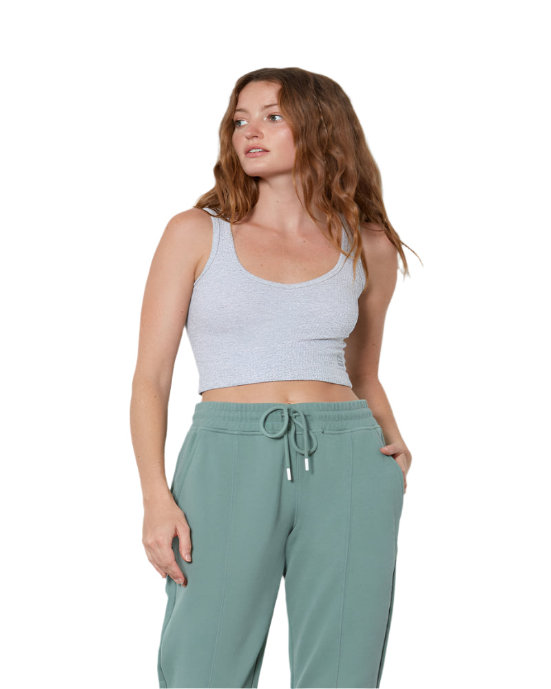 Gray V-Neck Yoga Tank - Cream Yoga