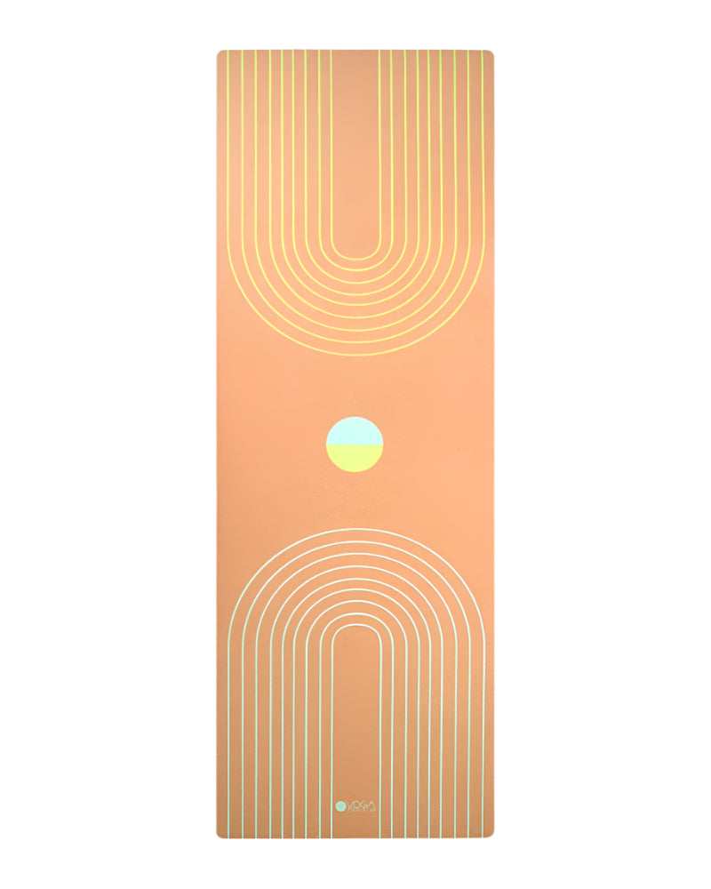 Yoga mat with abstract design on a white background