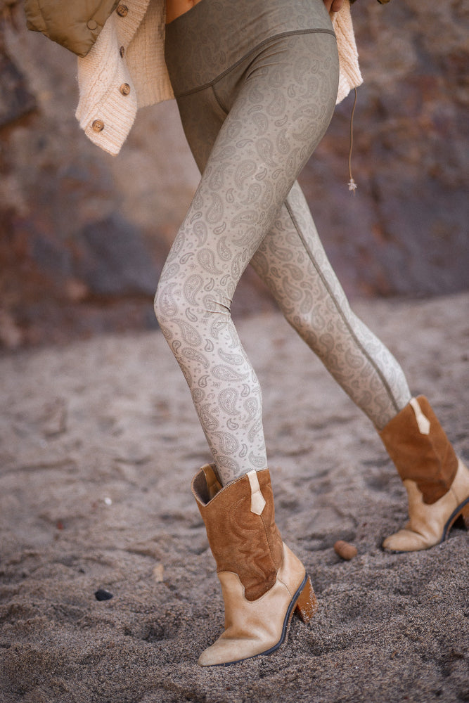 Green Camo Paisley Hot Yoga Leggings
