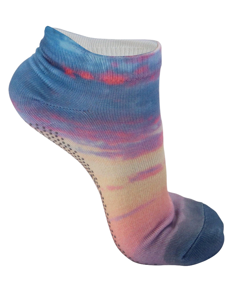 Yoga grip sock with gradient design and 'Yoga Design Lab' branding on a white background