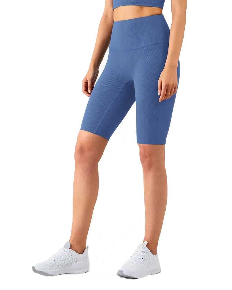 Active by Anna-Kaci High Waisted Biker Shorts - Sky Blue