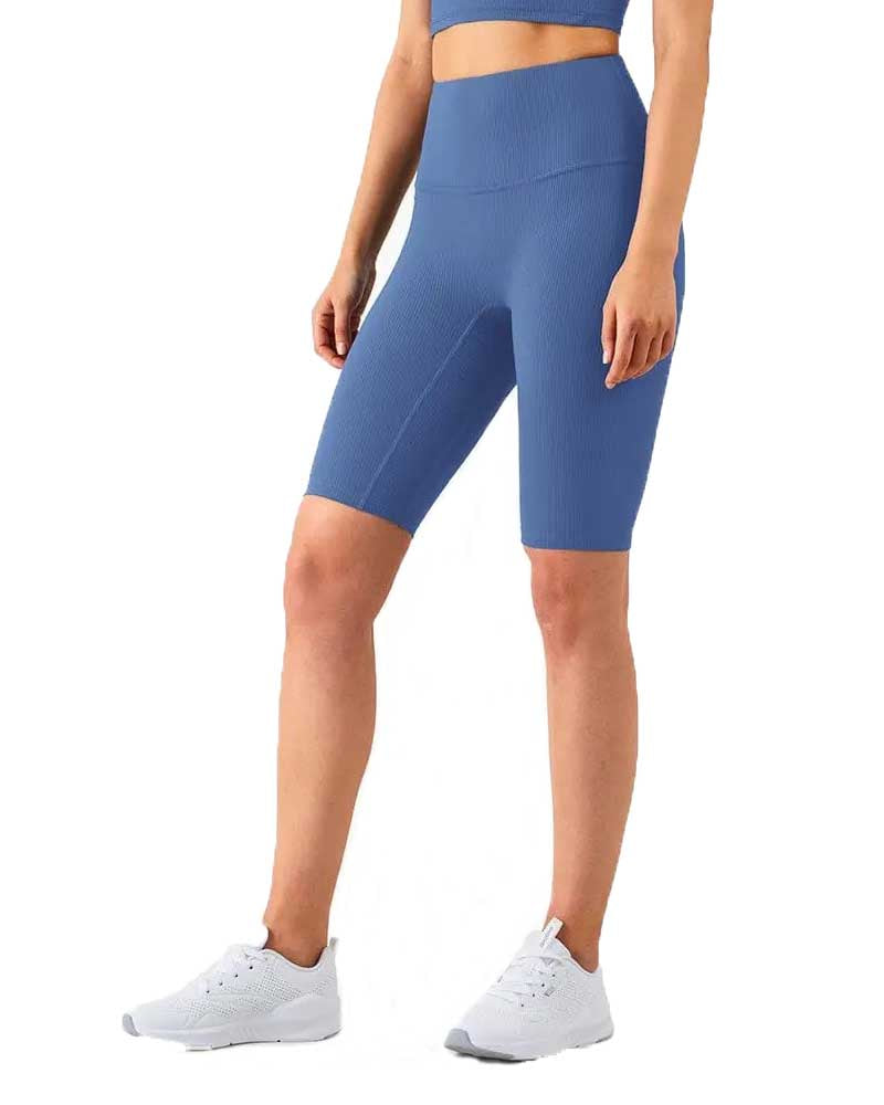 Active by Anna-Kaci High Waisted Biker Shorts - Sky Blue