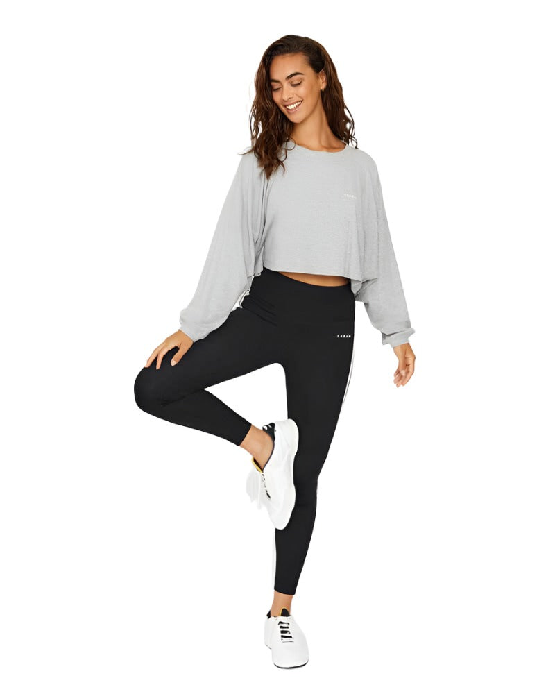 Cream Yoga Alexa long sleeve Top - Heather Gray