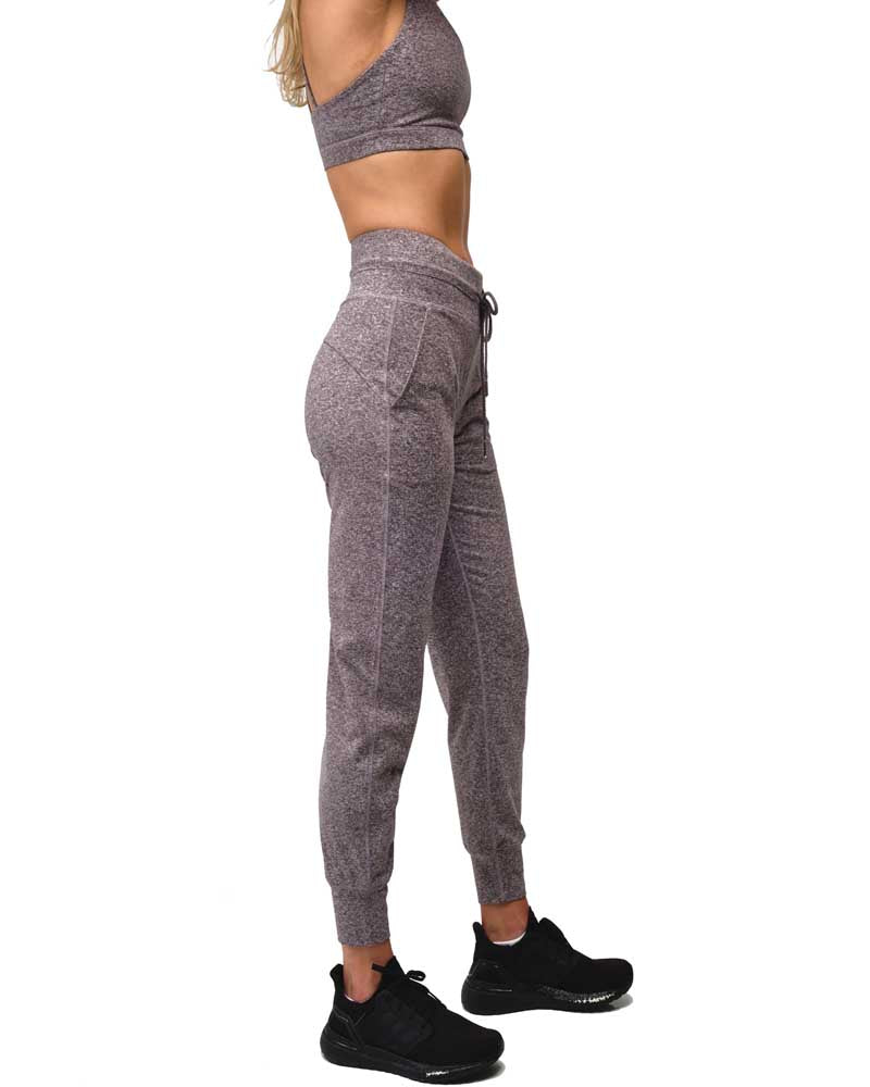 Heather Drawstring High-Waist Joggers