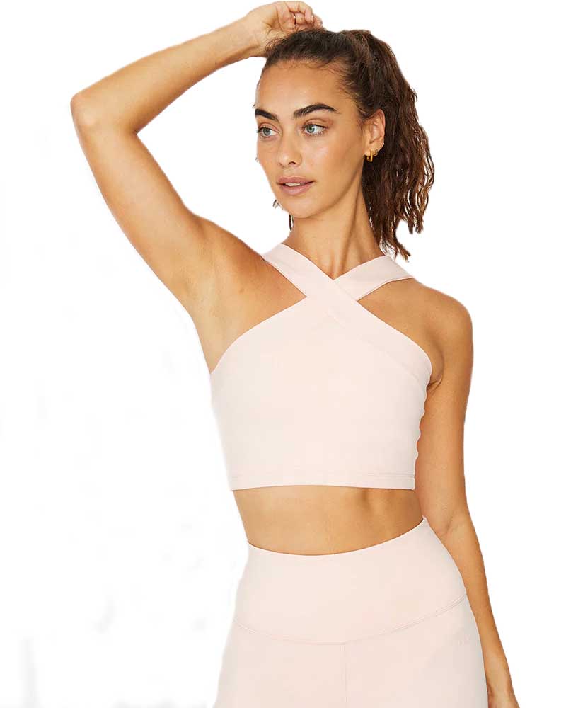 Cream Yoga Leah Cross Neck Bra Top