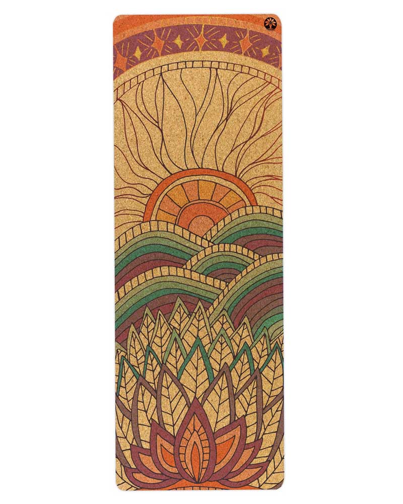 yoloha Mountain Magic Aura Cork Yoga Mat + Plant Foam