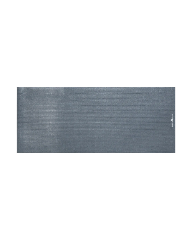 Rectangular gray mat with a brand logo on a white background