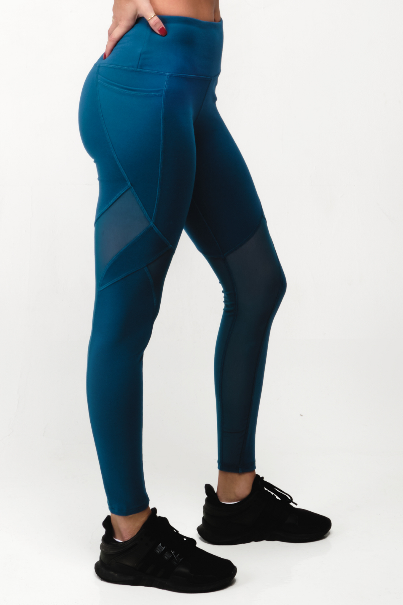 Mesh Pockets High Rise Seam Detail Ankle-Length Leggings in Blue - Retro,  Indie and Unique Fashion