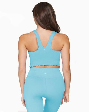 Spiritual Gangster Crop Tanks Tops in Sea Blue