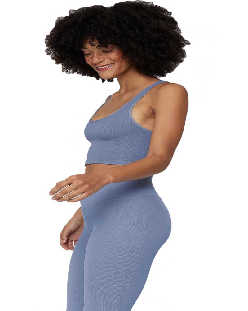 Spiritual Gangster Athena Seamless Longline Bra l Mukha Yoga Washed Blue / XS/S Spiritual Gangster Athena Seamless Longline Bra l Mukha Yoga Washed Blue / XS/S