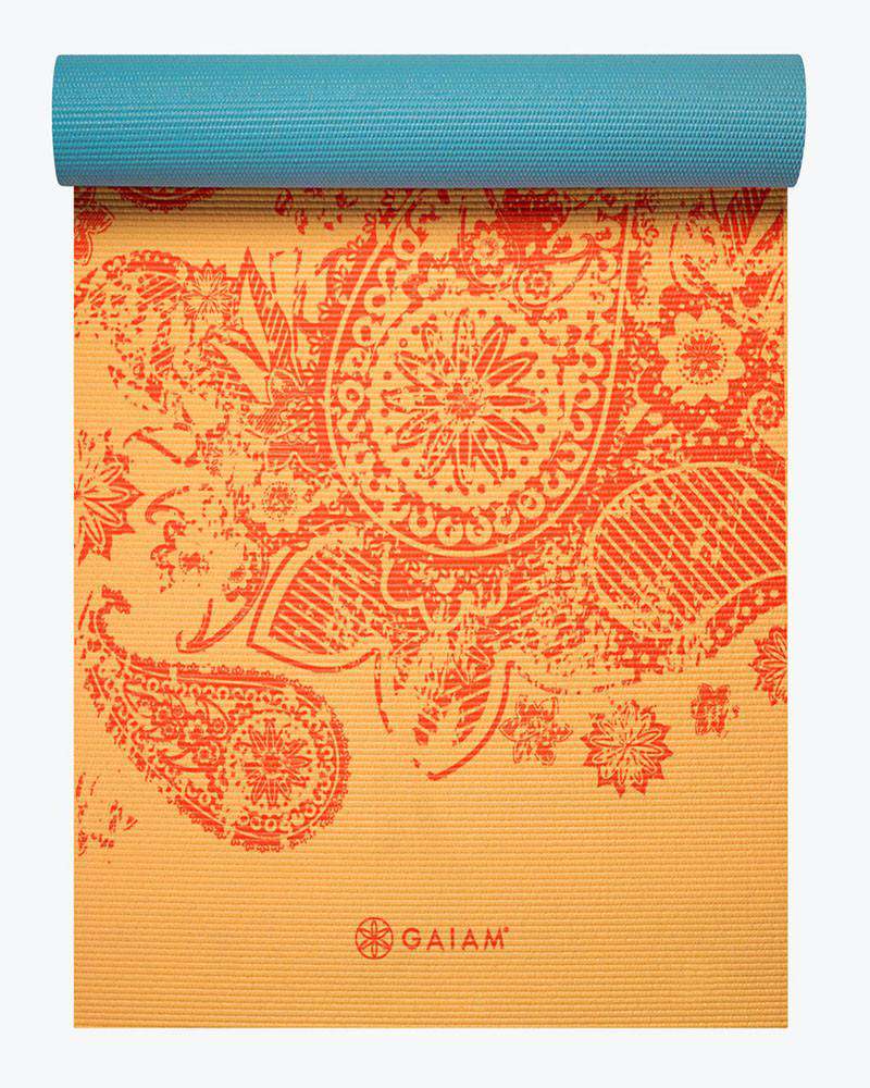 Reversible Blue Yoga Mat - Gaiam 6mm Yoga Mat - Premium Yoga Mats