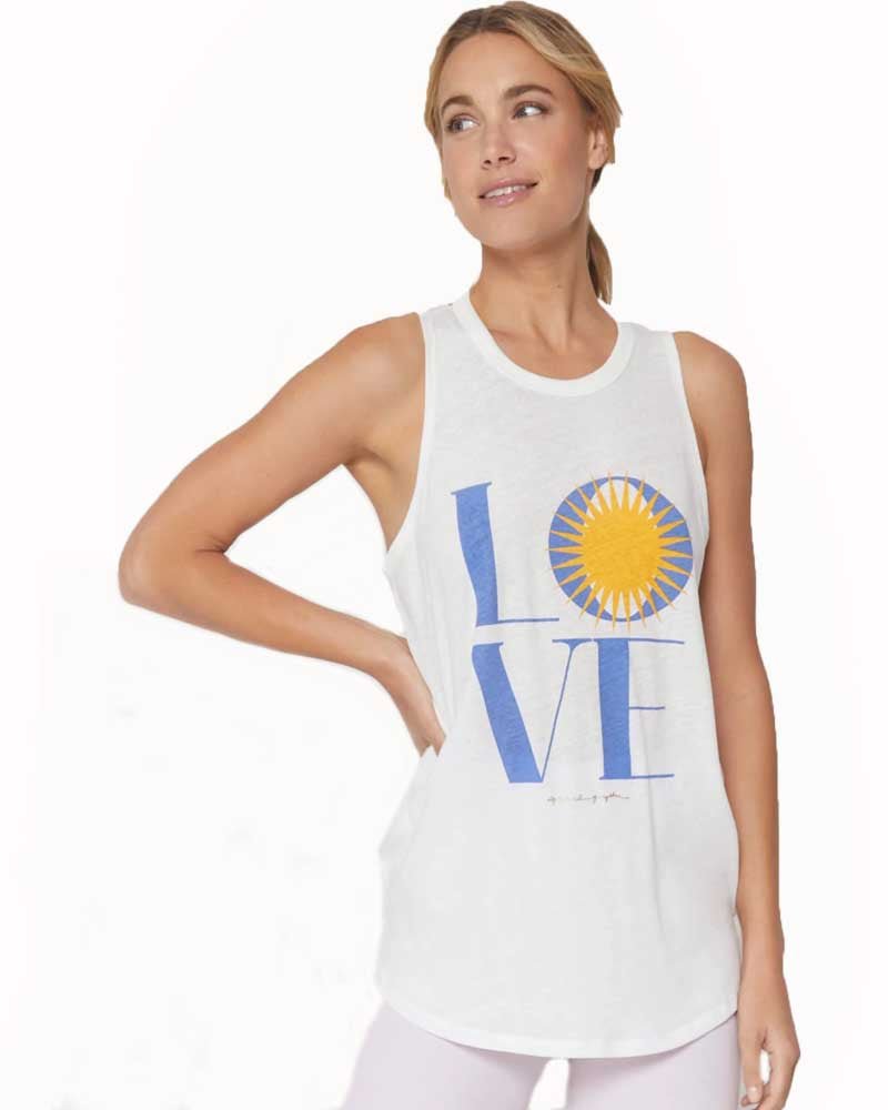 Spiritual Gangster 'Love' Movement Tank in white- Mukha Yoga