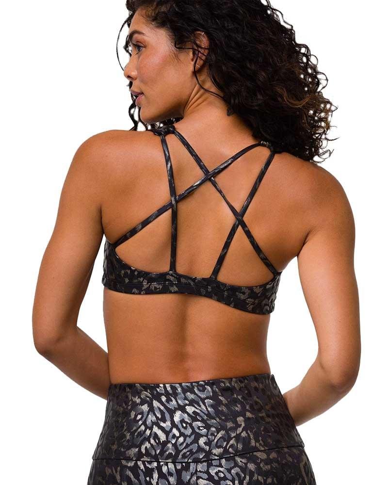 Open Back Strappy Sports Bra, Leopard Sports Bra Yoga