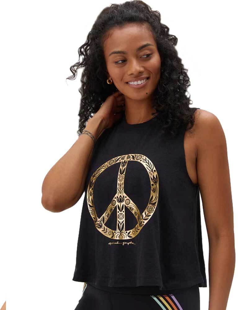 Spiritual Gangster Peace Crop Top - Black