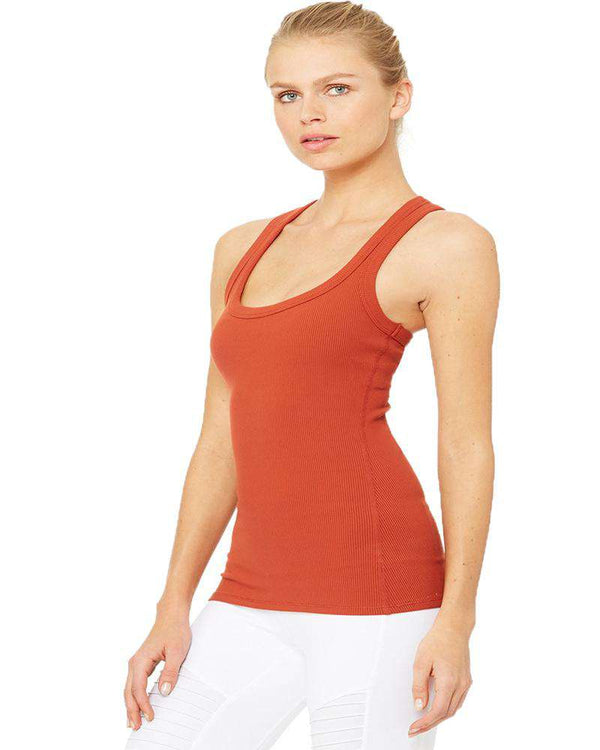 フィットネストップス [Alo Yoga] Wellness Rib Flaunt Tank Wellness Rib Flaunt Tank - White | ALO