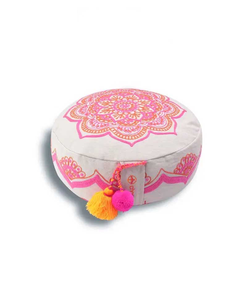 Tapis de méditation rond Mandala Rose 