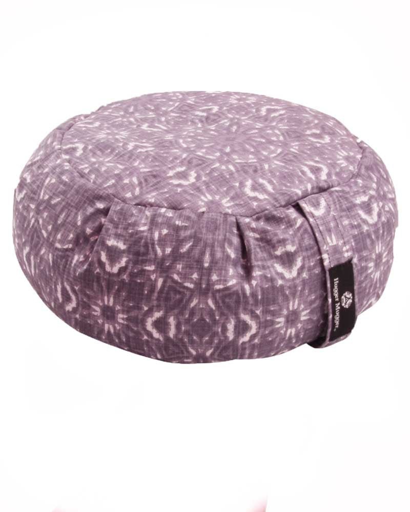 Round meditation pillow with floral pattern on a white background